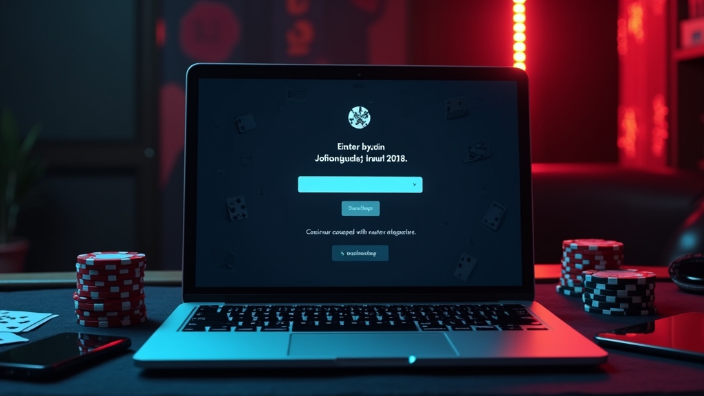 Ecrã de login com erro e carregamento lento num ambiente de casino escuro