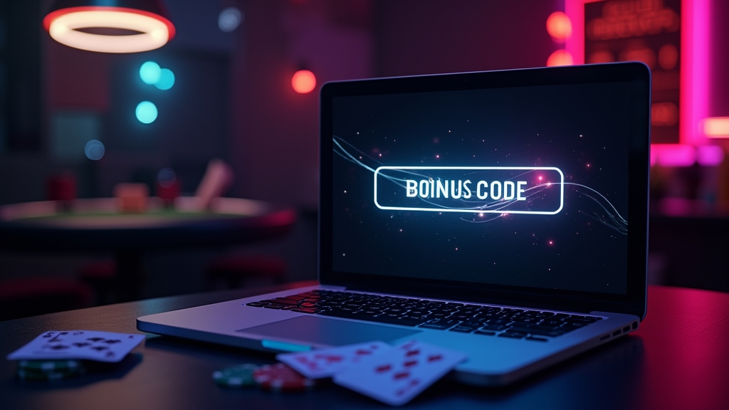 Ecrã de casino com campo para inserir código promocional